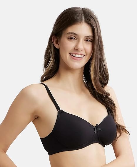 Jockey FE23 Women’s Wirefree Padded Cotton T-Shirt Bra – Medium Coverage Multiway with Detachable Straps